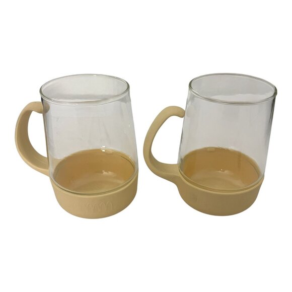 1982 McDonald’s Pyrex Mugs Set 2 Corning Beige Handle Vintage Coffee Glass Cups - Picture 12 of 12